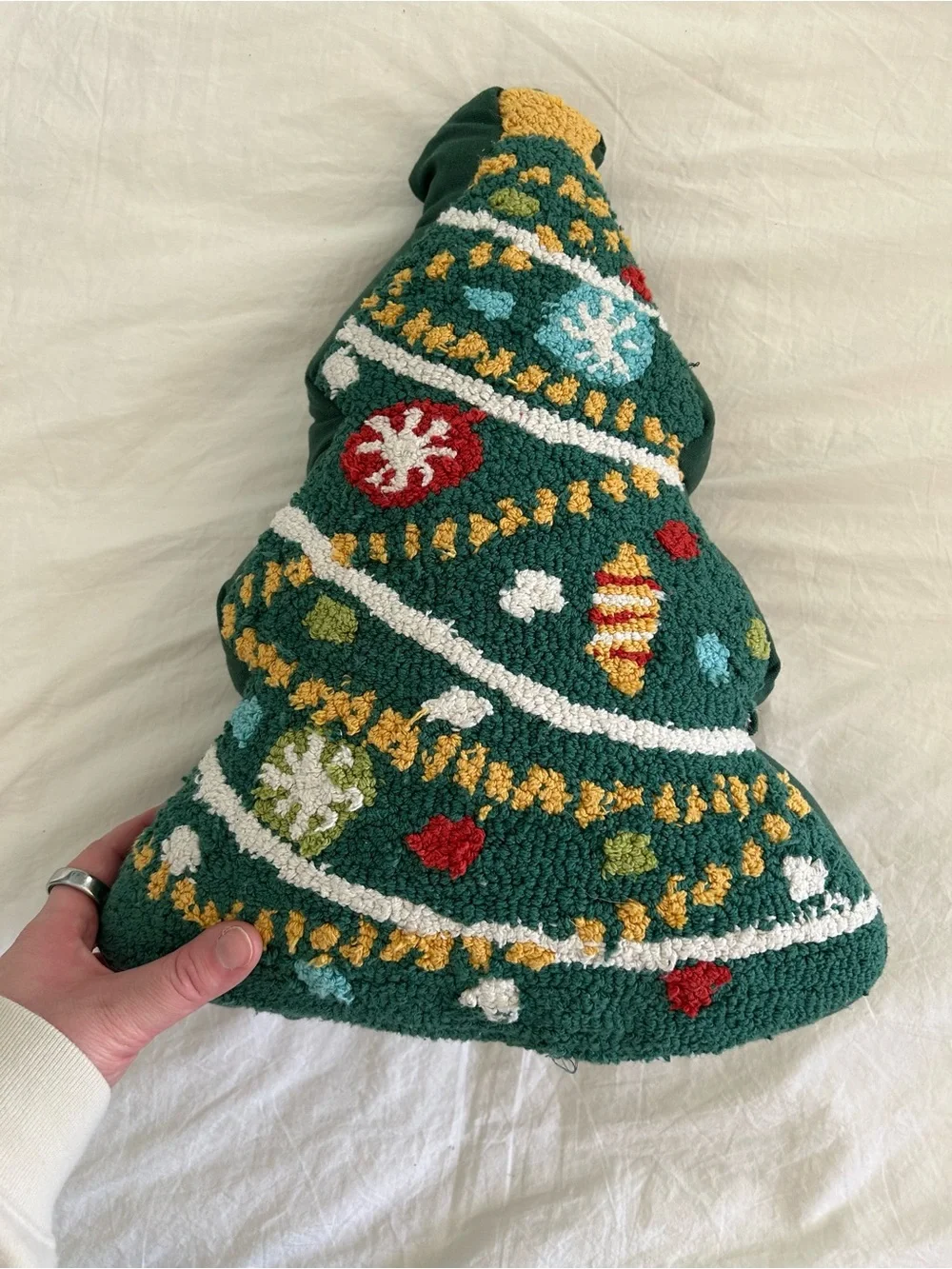 Holiday Tree Throw Pillow - Green Decorative Christmas Cushion